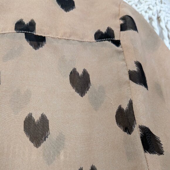 Fun 2 Fun Tan Heart Print Blouse - Picture 11 of 11